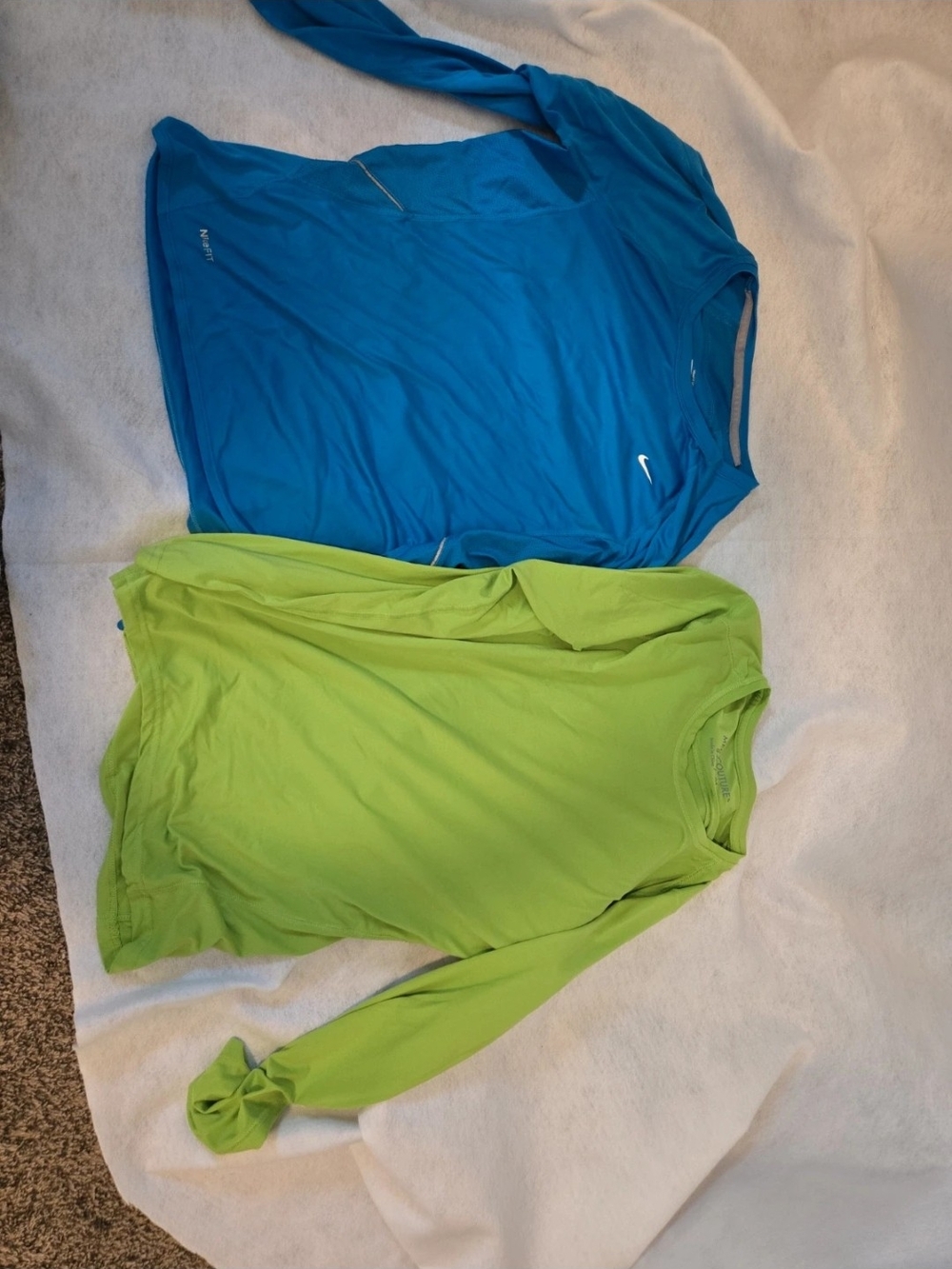 Nike Long-Sleeve Active Tops in Blue and Lime